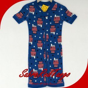 NWT Hanna Andersson Peanuts Organic Baby Shortie Zip Sleeper Snoopy 75 12-18 M